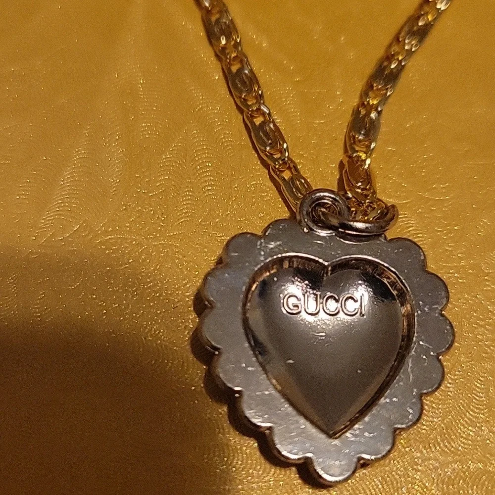 Gold Heart Pendant Necklace with Red Accents - Picture 5 of 5